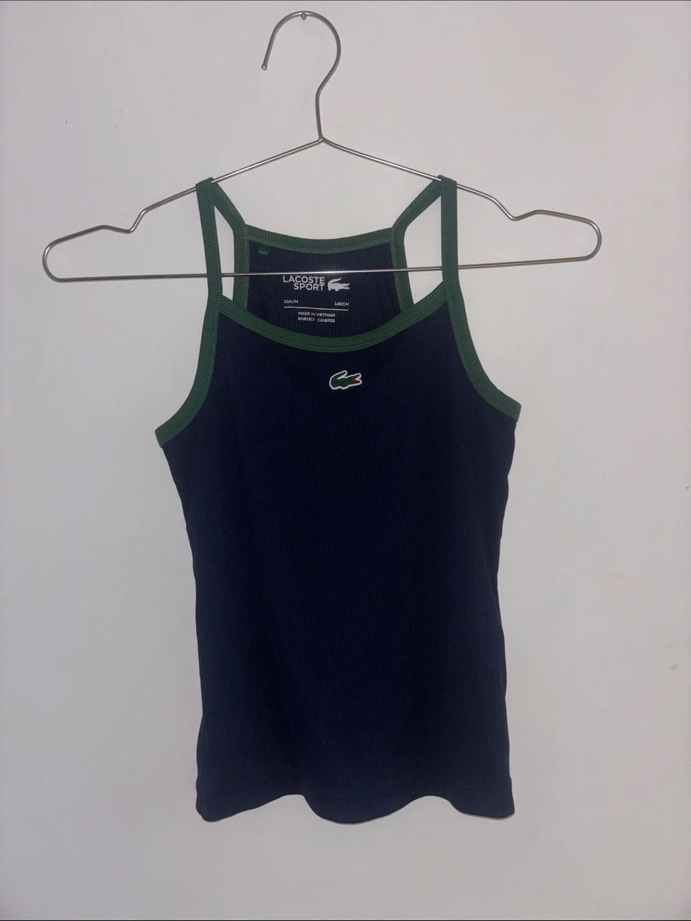 Lacoste Navy Tank Top with Green Trim